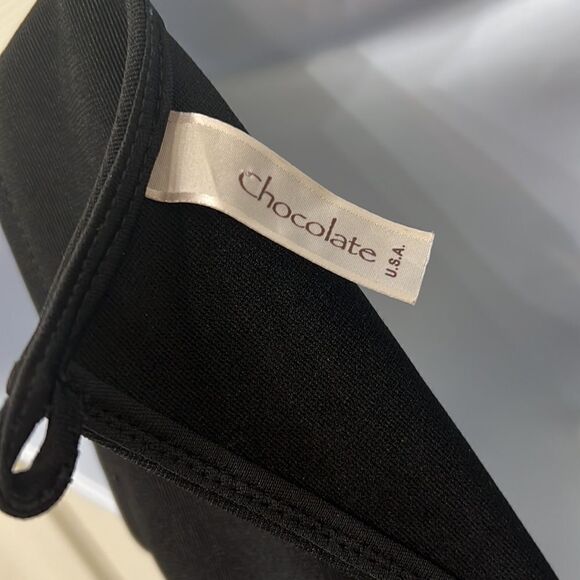 Chocolate USA Black Dress Shirt Sleeve Peplum Skirt Mini Cut Out Zipper Back - Picture 8 of 10